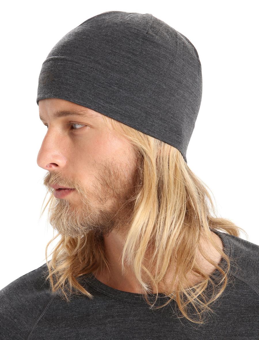 Jet Heather Men's Icebreaker Unisex Merino Chase Beanie Hats | USA 1098PJJQ